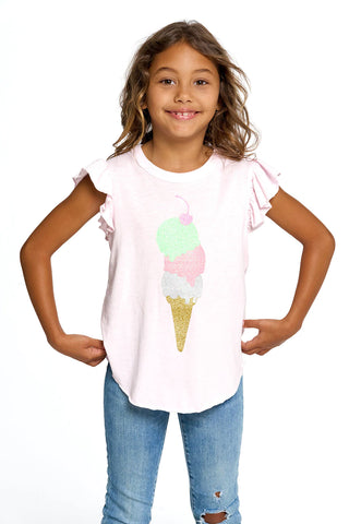 Chaser Ice Cream Glitter Cone Flutter Sleeve Tee, Chaser, Chaser, Chaser Ice Cream, Chaser Ice Cream Glitter Cone Flutter Sleeve Tee, Chaser Kids, Girls Clothing, Ice Cfream, Ice Cream, Ice C