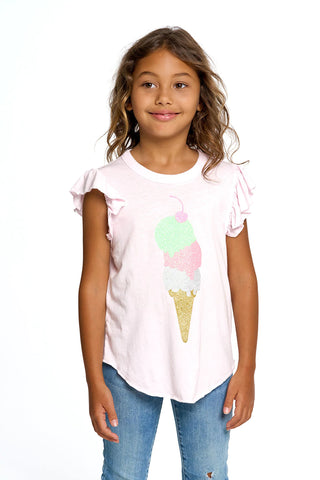 Chaser Ice Cream Glitter Cone Flutter Sleeve Tee, Chaser, Chaser, Chaser Ice Cream, Chaser Ice Cream Glitter Cone Flutter Sleeve Tee, Chaser Kids, Girls Clothing, Ice Cfream, Ice Cream, Ice C
