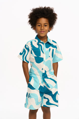 Chaser Wavy Stripe S/S Shirt, Chaser, Button Down Shirt, cf-size-4, cf-size-5, cf-size-6, cf-size-8, cf-type-shirts-&-tops, cf-vendor-chaser, Chaser, Chaser Brand, Chaser Button Down Shirt, C