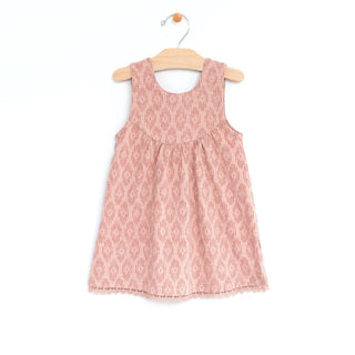 City Mouse Coral Ikat Slub Tank Lace Trim Dress, City Mouse, City Mouse, City Mouse  Slub Tank Lace Trim Dress, city mouse baby clothes, City Mouse Clothing, City Mouse Coral Ikat, City Mouse