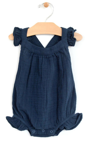 City Mouse Muslin Cross Back Romper - Midnight Blue, City Mouse, City Mouse, city mouse baby clothes, City Mouse Clothing, City Mouse Midnight Blue, City Mouse Midnight Blue Muslin Cross Back