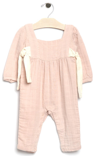 City Mouse Side Ties Muslin Romper-Soft Rose, City Mouse, City Mouse, city mouse baby clothes, City Mouse Clothing, City Mouse Muslin Romper, City Mouse Romper, City Mouse Side Ties Muslin Ro