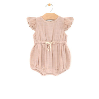 City Mouse Soft Peach Woven Waist Tie Romper, City Mouse, City Mouse, city mouse baby clothes, City Mouse Clothing, City Mouse Muslin Romper, City Mouse Muslin Waist Tie Romper, City Mouse Ro