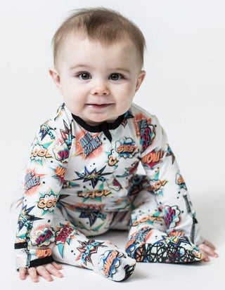 Peregrine Kidswear Comic Premium Footie, Peregrine Kidswear, Bamboo Footie, Black Friday, CM22, Comics, Cyber Monday, Els PW 5060, Els PW 8258, End of Year, End of Year Sale, Footed Sleeper, 