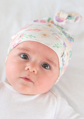 Copper Pearl Bloom Top Knot Hat, Copper Pearl, All Things Holiday, Baby Hat, Copper Pearl Bloom, Copper Pearl Bloom Top Knot Hat, Copper Pearl Hat, Copper PEarl Hats, Copper Pearl Top Knot Ha