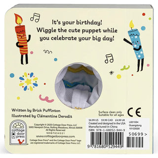 Hooray It's Your Birthday Puppet Board Book, Cottage Door Press, 1st Birthday, Birthday, Birthday Book, Birthday Boy, Birthday Gifts, Birthday Girl, Board Book, Cottage Door Press, Finger Pup