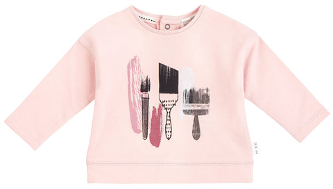 Miles Baby Pink Paintbrush Long Sleeve Top, Miles Baby, Black Friday, Cyber Monday, Els PW 8258, End of Year, End of Year Sale, Long Sleeve Shirt - Basically Bows & Bowties