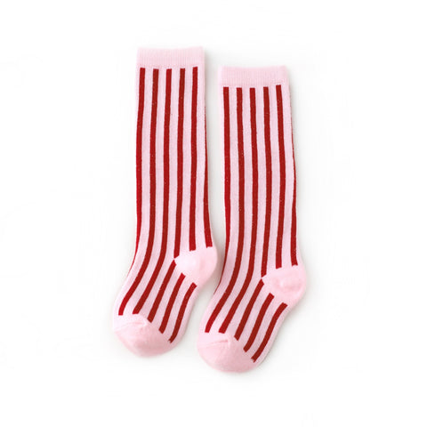 Little Stocking Co Knee High Socks - Candy Stripe, Little Stocking Co, All Things Holiday, Candy Cane Stripe, Christmas, Christmas Socks, Fall 2021, Holiday, Little Stocking Co, Little Stocki