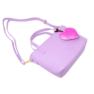 Zomi Gems Leather Tote Bag w/Charm - Purple w/Heart, Zomi Gems, CM22, Handbag, Leather Tote Bag, Purple, Purse, Tiny Treats, Tote Bag w/Charm, Zomi Gems, Zomi Gems Handbag, Zomi Gems Purse, H