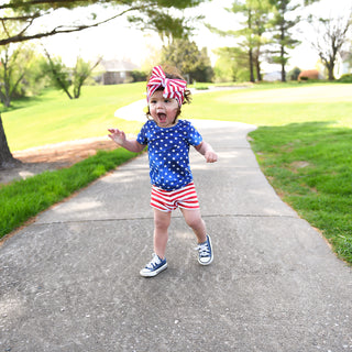Gigi and Max Tie Dye Stars & Stripes S/S Pajama Set with Shorts, Gigi and Max, 4th of July, CM22, Gigi & Max, Gigi & Max 4th of July, Gigi & Max Patriotic, Gigi and Max, Gigi and Max S/S Paja