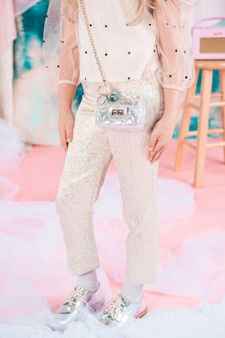 Dear Ellie Mini Metallic Handbag with Flowers - Silver, Dear Ellie, Dear Ellie, Dear Ellie Gold, Dear Ellie Handbag, Dear Ellie Mini Metallic Handbag with Flowers, Dear Ellie Mini Metallic Ha