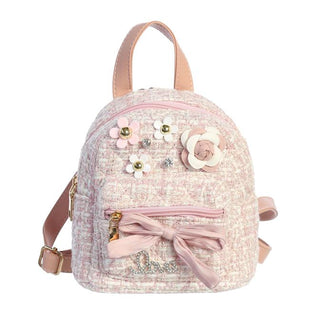 Dear Ellie Tweed Backpack with Flowers - Pink, Dear Ellie, Dear Ellie, Dear Ellie Handbag, Dear Ellie Pink Tweed Backpack with Flowers, Dear Ellie Purse, Dear Ellie Tweed Backpack with Flower