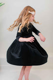Mila & Rose Black Velvet Twirl Dress, Mila & Rose, All Things Holiday, Black Velvet, Black Velvet Twirl Dress, Christmas Dress, Mila & Rose, Mila & Rose Black Velvet, Mila & Rose Twirl Dress,