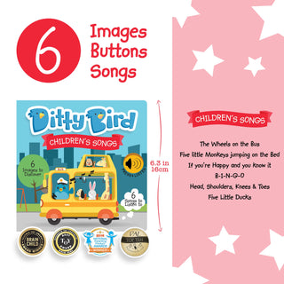 Ditty Bird Children's Songs Sound Board Book, Ditty Bird, Board Book, Book, Books, Books for Children, cf-type-books, cf-vendor-ditty-bird, Children's Book, Children's Songs, Ditty Bird, Book