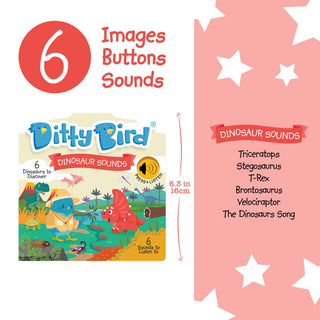 Ditty Bird Dinosaur Sounds Board Book, Ditty Bird, Board Book, Book, Books, Books for Children, cf-type-books, cf-vendor-ditty-bird, Children's Book, Dinosaur, Dinosaur Book, Dinosaurs, Ditty