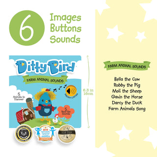 Ditty Bird Farm Animals Sound Board Book, Ditty Bird, Board Book, Book, Books, Books for Children, cf-type-books, cf-vendor-ditty-bird, Children's Book, Ditty Bird, Farm Animals, Books - Basi