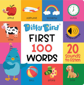 Ditty Bird First 100 Words Sound Board Book, Ditty Bird, Board Book, Book, Books, Books for Children, cf-type-books, cf-vendor-ditty-bird, Children's Book, Ditty Bird, Ditty Bird First Book, 