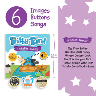 Ditty Bird Nursery Rhymes Sound Board Book, Ditty Bird, Board Book, Book, Books, Books for Children, cf-type-books, cf-vendor-ditty-bird, Children's Book, Children's Songs, Ditty Bird, Nurser