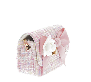 Doe A Dear Pink Boucle Bow Front Cross Body Handbag, Doe a Dear, Accessory, Doe a Dear, Doe a Dear Handbag, Doe A Dear Pink Boucle Bow Handbag, Doe A Dear Purse, Handbag, Little Girl Handbag,