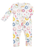Angel Dear Donut Smiles Ruffle Front Bamboo Romper, Angel Dear, angel Dear, Angel Dear Donut Smiles, Angel Dear Donut Smiles Bamboo Ruffle Front Romper, Angel Dear Romper, Angel Dear Ruffle F