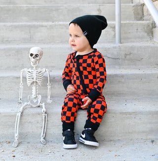 Dream Big Little Co Spooky Checkers Dream Romper, Dream Big Little Co, CM22, DBLC, Dream Big Little Co, Dream Big Little Co Halloween, Dream Big Little Co Romper, Dream Big Little Co Spooky C
