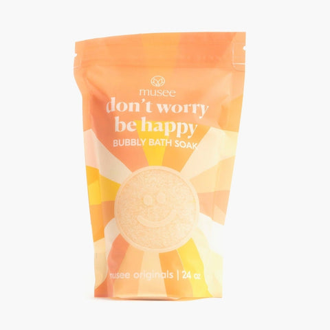 Musee Don't Worry Be Happy Bubbly Soak, Musee, Ethically sourced, Made in the USA, Musee, Musee Bath, Musee Bubbly Soak, Musee Don't Worry Be Happy, Natural Ingedients, Smiley Face, Bath Bomb