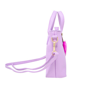 Zomi Gems Leather Tote Bag w/Charm - Purple w/Heart, Zomi Gems, CM22, Handbag, Leather Tote Bag, Purple, Purse, Tiny Treats, Tote Bag w/Charm, Zomi Gems, Zomi Gems Handbag, Zomi Gems Purse, H