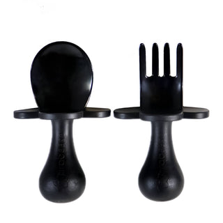Black to Business Grabease Fork & Spoon Set, Grabease, Baby Fork and Spoon Set, Black Grabease, Black to Business Grabease Fork & Spoon Set, cf-type-utensils, cf-vendor-grabease, CM22, EB Bab
