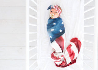 Copper Pearl Patriot Knit Headband Bow, Copper Pearl, 4th of July, 4th of July Headband, Copper Pearl, Copper Pearl Bow, Copper PEarl Flag, Copper Pearl Flag Headband Bow, Copper Pearl Headba