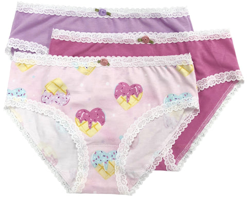 Esme Waffle Hearts 3pc Panty Set, Esme, Els PW 8598, esme, esme Panty Set, Esme Waffle Hearts, Esme Waffle Hearts 3pc Panty Set, girls underwear, Made in the USA, Panty pack, Panty Set, under