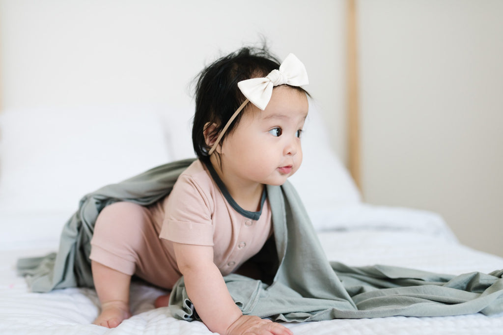 Copper Pearl Stone Knit Swaddle Blanket Basically Bows & Bowties