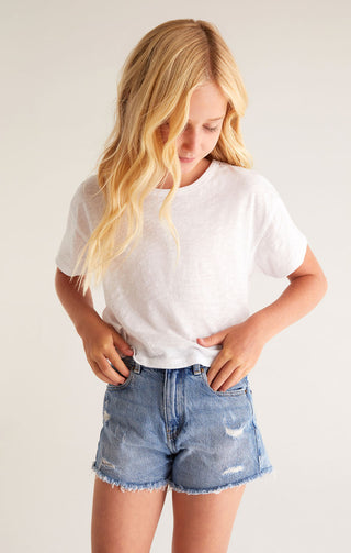 Z Supply Girls Nattie Tee - White, Z Supply, JAN23, Top, Tween Girl, tween girls, Tween Girls Clothing, Z Supply, Z Supply Girls, Z Supply Girls Nattie Tee, Z Supply Girls Nattie Tee - White,