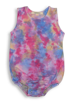 Fairwell Terra Bubble Romper in Aura, Fairwell, CM22, Fairwell, Fairwell Aura, Fairwell Kids Clothing, Fairwell SS22, Fairwell Terra Romper, Fairwell Tie Dye, Fairwell Tie Dye Romper, Made in
