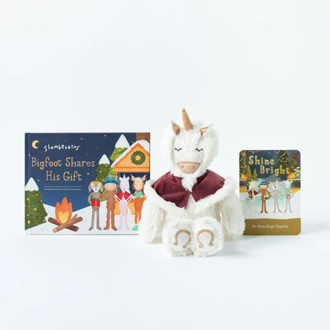 Slumberkins Shine Bright Unicorn Kin & Bigfoot Shares His Gift Hardcover, Slumberkins, All Things Holiday, Book, Books, Christmas Slumberkins, Christmas Toy, Plush Toy, Slumberkins, Slumberki