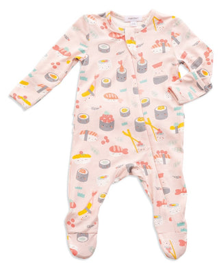 Angel Dear Pink Sushi Bamboo Ruffle Back Zipper Footie, Angel Dear, angel Dear, Angel dear Footie, Angel Dear Pink Sushi, Angel Dear Pink Sushi Bamboo Ruffle Back Zipper Footie, Angel dear Su