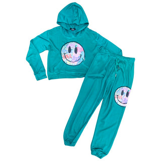 FBZ Graffiti Smiley Face Green Pants, Flowers By Zoe, cf-size-6, cf-size-xlarge-12-14, cf-type-pants, cf-vendor-flowers-by-zoe, FBZ, FBZ Graffiti Smiley Face Green Pants, Flowers By Zoe, Flow