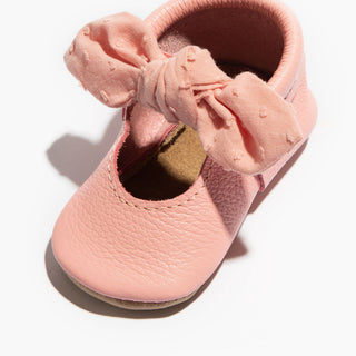 Freshly Picked Bubblegum Swiss Dot Knotted Bow Soft Sole Moccasins, Freshly Picked, cf-size-1, cf-type-moccasins, cf-vendor-freshly-picked, Freshly Picked, Freshly Picked Bubblegum Swiss Dot,