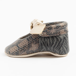 Freshly Picked Platinum Snakeskin Knotted Bow Soft Sole Moccasins, Freshly Picked, Freshly Picked, Freshly Picked Knotted Bow Soft Sole Moccasins, Freshly Picked Moc, Freshly Picked Moccasins