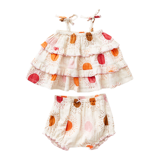 Pink Chicken Baby Garden 2pc Set - Sunrise, Pink Chicken, Easter / Spring Dresses, Multi Sunrise, Pink Chicken, Pink Chicken Baby Garden 2pc Set, Pink Chicken Baby Garden 2pc Set - Multi Sunr
