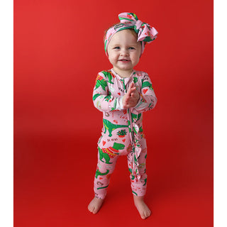 Gigi and Max Val Pink Dino Ruffle Zip One Piece, Gigi and Max, Bamboo Pajama, Bamboo Pajamas, cf-size-12m-9-12-months, cf-size-18m-12-18-months, cf-size-6m-3-6-months, cf-size-newborn-footed,