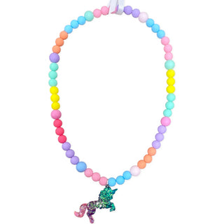 Girls Beaded Necklace - Unicorn Sparkle - Rainbow Brite, Good Grace Design Co, Beaded Necklace, Girls Beaded Necklace Unicorn, Good Grace design Co Necklace, Good Grace Design Girls Necklace,