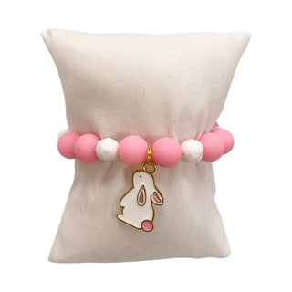 Girls bracelet by Good Grace Design Co featuring a single Cottontail charm with delicate design and vibrant colors.