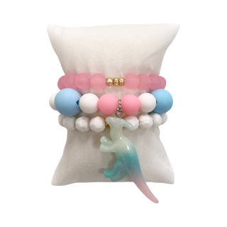 Girls Bracelet Stack - Dino-Mite - Cotton Candy, Good Grace Design Co, Bracelet, Bracelet Stack, Bracelets, cf-type-bracelet, cf-vendor-good-grace-design-co, Dino, Dinosaur, Dinosaur Bracelet