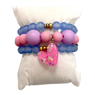 Girls Bracelet Stack - Full of Love, Good Grace Design Co, Bow Bracelet, Bracelet, Bracelet Stack, Bracelets, Girls Bracelet Stack - Hot Pink Glitter Heart, Good Grace Design Co Girls Bracele