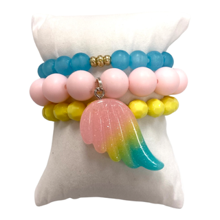 Girls Bracelet Stack - Guardian Angel, Good Grace Design Co, Angel Wing, Angel Wing Bracelet, Bracelet, Bracelet Stack, Bracelets, Girls Bracelet Stack - Rainbow Angel Wing, Girls Bracelet St
