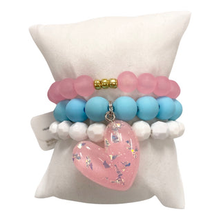 Girls Bracelet Stack - Heart To Heart - Cotton Candy, Good Grace Design Co, Bow Bracelet, Bracelet, Bracelet Stack, Bracelets, cf-type-bracelet, cf-vendor-good-grace-design-co, Good Grace Des