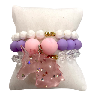 Girls Bracelet Stack - Unicorn Dreams, Good Grace Design Co, Bracelet, Bracelet Stack, Bracelets, Girls Bracelet Stack - Pink Glitter Unicorn, Good Grace Design Co Girls Bracelet Stack - Pink