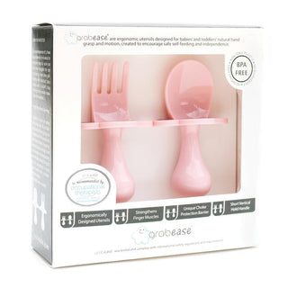 Are You Blushing Grabease Fork & Spoon Set, Grabease, Are You Blushing Grabease Set, Baby Fork and Spoon Set, Blush  Utensils, Blush Grabease Set, CM22, Cyber Monday, EB Baby, First Self Feed