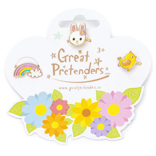 Great Pretenders spring ring earrings set featuring colorful, playful jewelry with multiple ring designs for kids and fashion fun.
