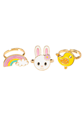 Great Pretenders spring ring earrings set featuring colorful, playful rings with vibrant designs and metallic finish.